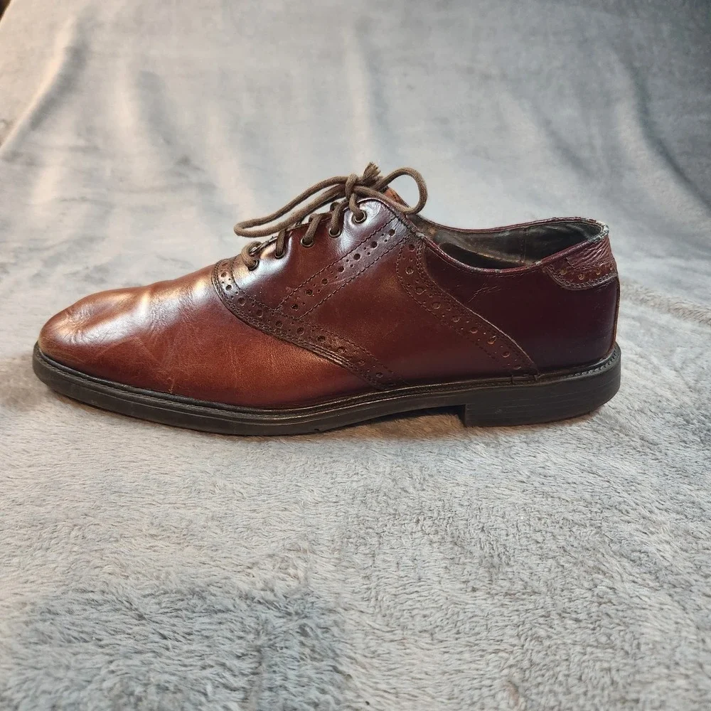 Nunn Bush Shoes Mens 12 Brown Leather Plain Toe Oxford Macallister 84046-200